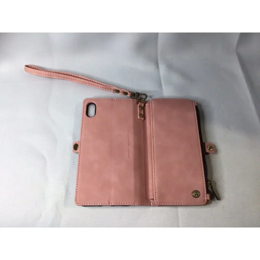Defencase Compatible with iPhone Xs MAX Case Wallet with RFID Blocking Rose Pink